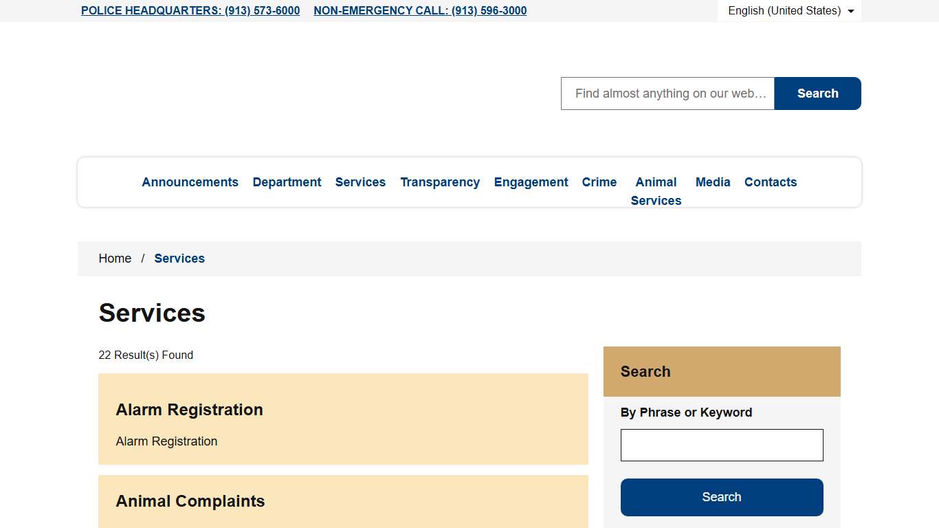 Services Kansas City, Kansas Police Department